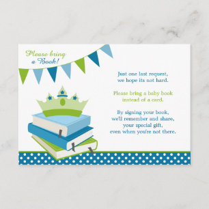 Little Prince Polka Dot Bunting Baby Shower Book Invitation