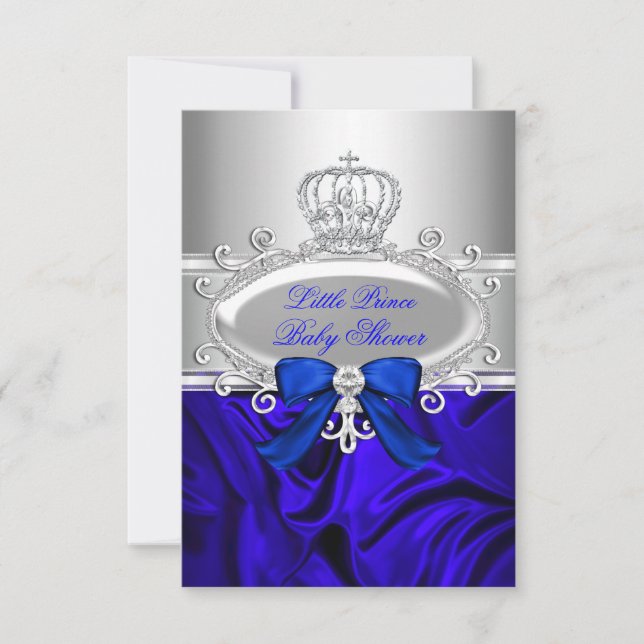 Little Prince Royal Blue Baby Shower Invite (Front)
