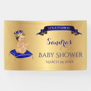 Little Prince Royal Blue Gold Cup Spoon Pillow Banner