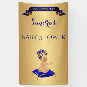 Little Prince Royal Blue Gold Cup Spoon Pillow Banner
