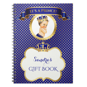 Little Prince Royal Blue Gold Gift Guest List Notebook