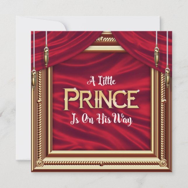 Little Prince Royal Red Boy Baby Shower Invitation (Front)