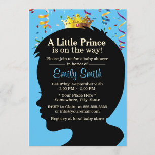 Little Prince Silhouette Confetti Boy Baby Shower Invitation