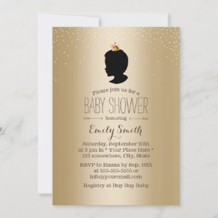 Little Prince Silhouette Gold Metallic Baby Shower Invitation