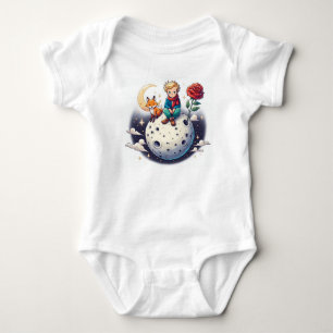 Little Prince sitting on the moon Baby Bodysuit