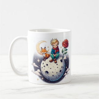 Little Prince sitting on the moon Coffee Mug