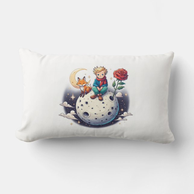 Little Prince sitting on the moon Lumbar Cushion (Front)