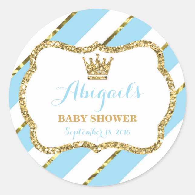 Little Prince Sticker, Baby Blue, Faux Glitter Classic Round Sticker (Front)