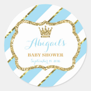 Little Prince Sticker, Baby Blue, Faux Glitter Classic Round Sticker