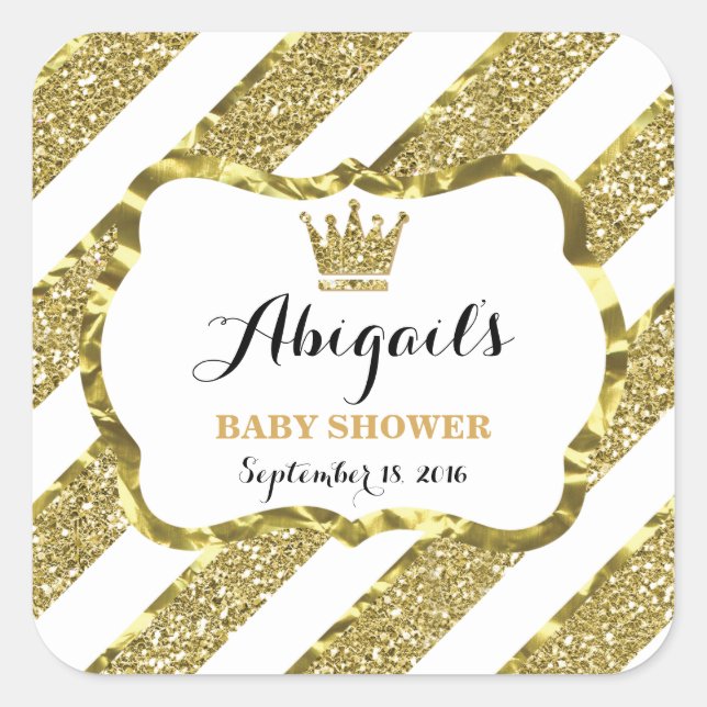 Little Prince Sticker, Faux Gold Glitter & Foil Square Sticker (Front)