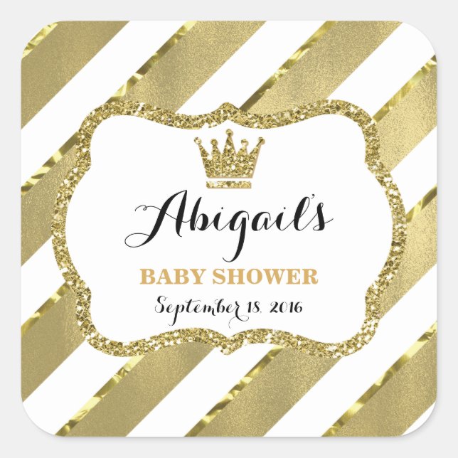 Little Prince Sticker, Faux Gold Glitter & Foil Square Sticker (Front)