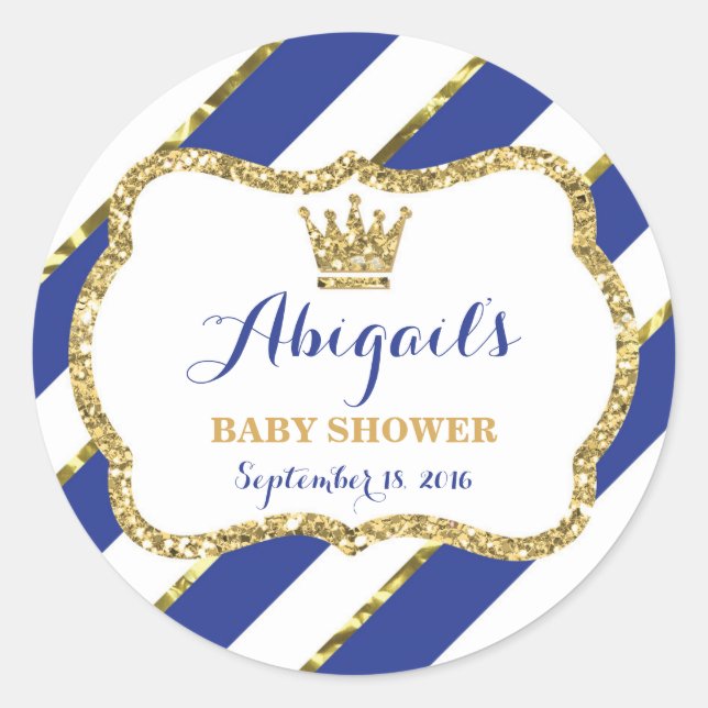 Little Prince Sticker, Royal Blue Faux Glitter Classic Round Sticker (Front)