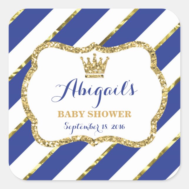 Little Prince Sticker, Royal Blue Faux Glitter Square Sticker (Front)