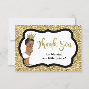 Little Prince Thank You Card, Black, Faux Glitter