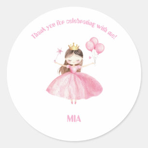 Little Princess 1st Birthday Thank You Sticker 