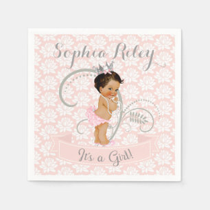 Little Princess Baby Girl Blush Pink & Silver Napkin