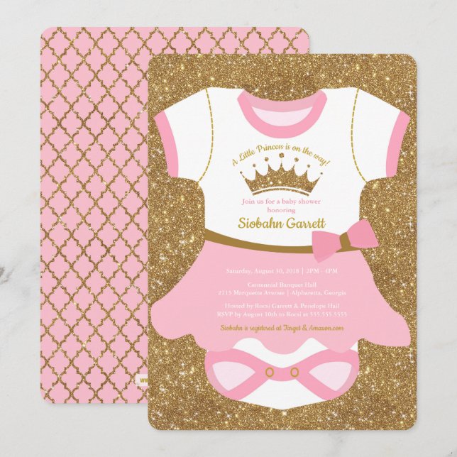 Little Princess Baby Pyjamas Shower Invitation (Front/Back)