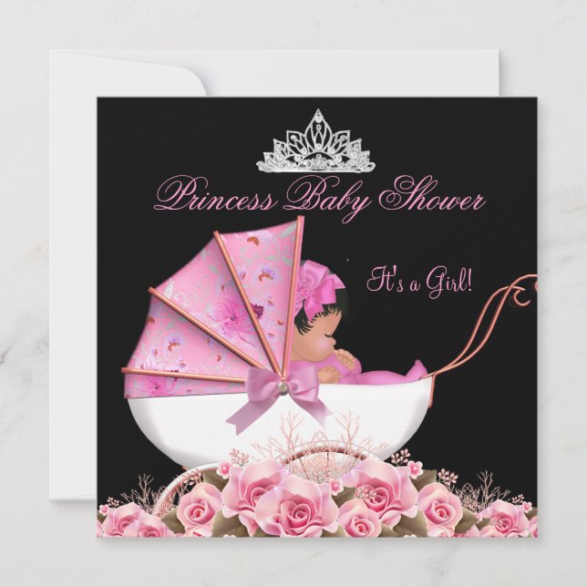 Little Princess Baby Shower Baby Girl Pink Rose 3a Invitation (Front)