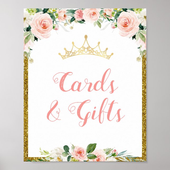 little princess baby shower cards and gifts sign (Front)