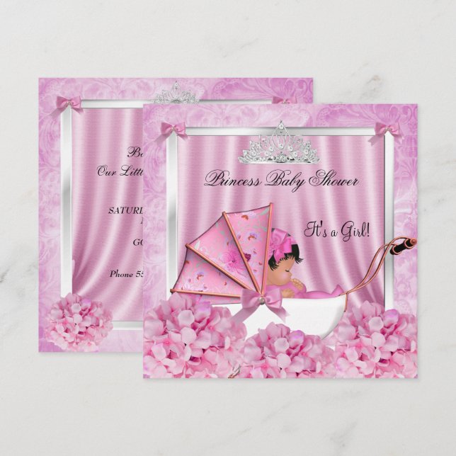Little Princess Baby Shower Girl African American Invitation (Front/Back)