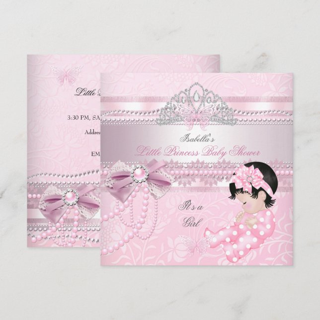 Little Princess Baby Shower Girl Butterfly CC Invitation (Front/Back)