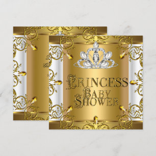Little Princess Baby Shower Girl Gold White Invitation