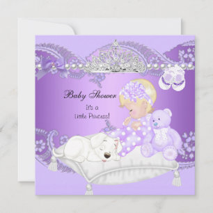 Little Princess Baby Shower Girl Lavender Purple 3 Invitation