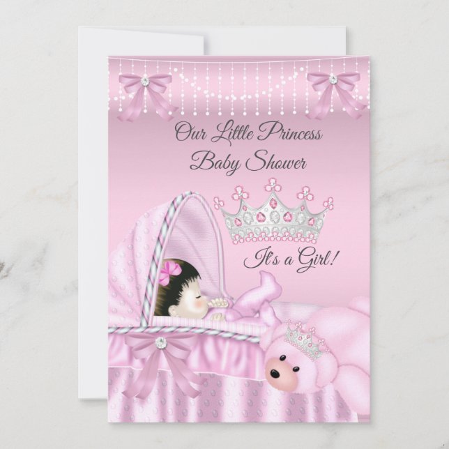 Little Princess Baby Shower Girl pink Bassinet Invitation (Front)