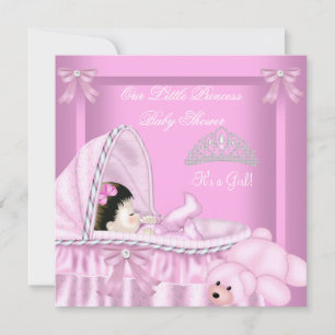 Little Princess Baby Shower Girl Pink Bassinette Invitation