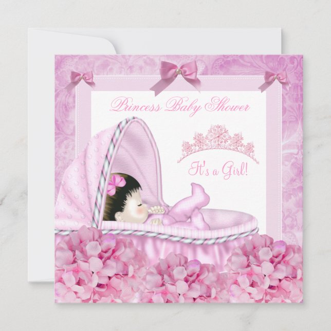 Little Princess Baby Shower Girl Pink Floral Invitation (Front)