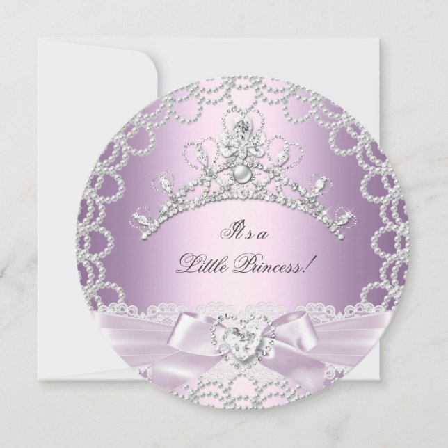 Little Princess Baby Shower Girl Pink Lilac Pearl Invitation (Front)