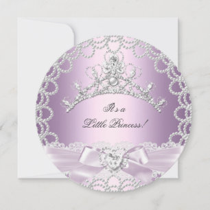 Little Princess Baby Shower Girl Pink Lilac Pearl Invitation
