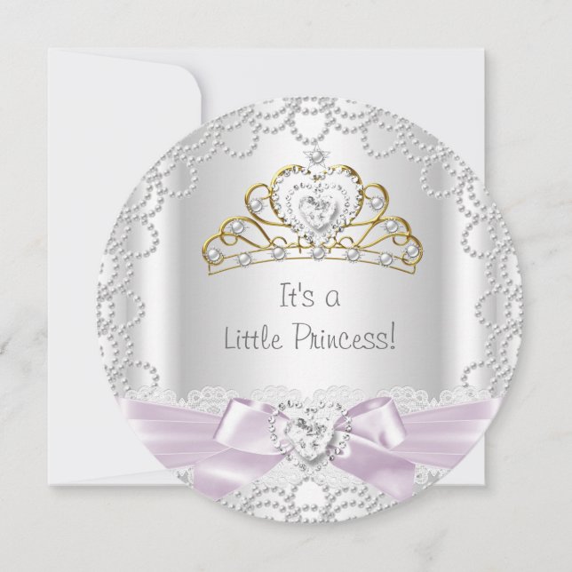 Little Princess Baby Shower Girl Pink Pearl Gold B Invitation (Front)