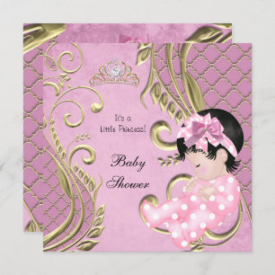 Little Princess Baby Shower Girl Pink White Gold Invitation