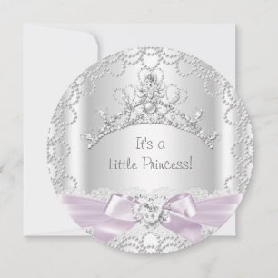 Little Princess Baby Shower Girl Pink White Pearl Invitation