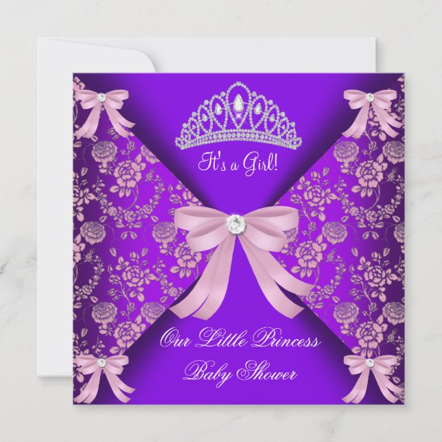 Little Princess Baby Shower Girl Purple Pink 2 Invitation (Front)