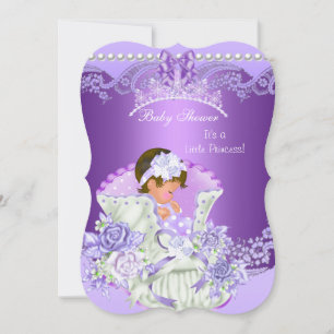 Little Princess Baby Shower Girl Purple Tiara B Invitation