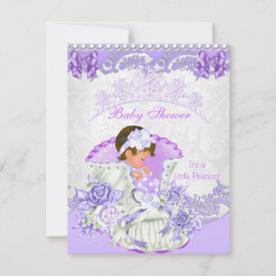 Little Princess Baby Shower Girl Purple Vintage Invitation