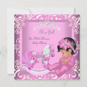 Little Princess Baby Shower Girl Rocking Horse 2 Invitation