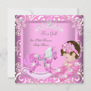 Little Princess Baby Shower Girl Rocking Horse 3 Invitation