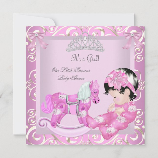 Little Princess Baby Shower Girl Rocking Horse 5 Invitation (Front)