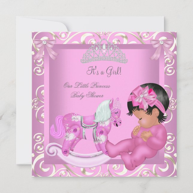 Little Princess Baby Shower Girl Rocking Horse Invitation (Front)
