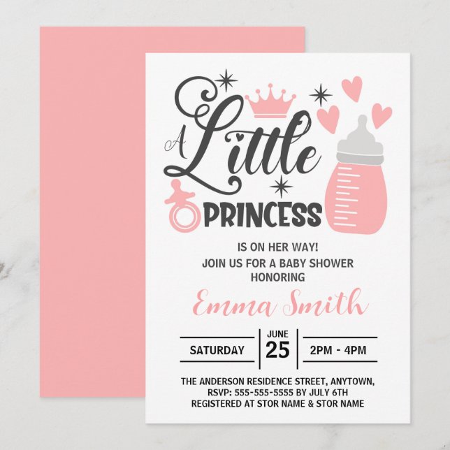 Little Princess Baby Shower Invitation (Front/Back)