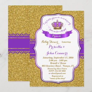 Little Princess Baby Shower Invitation,gold,purple Invitation