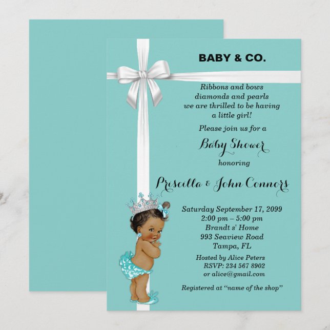 Little Princess Baby Shower Invitation,mint Invitation (Front/Back)