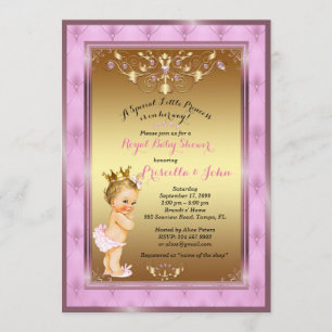Little Princess Baby Shower Invitation, Pink, gold Invitation