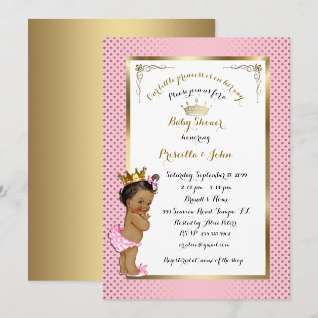 Little Princess Baby Shower Invitation,trendy,chic Invitation (Front/Back)