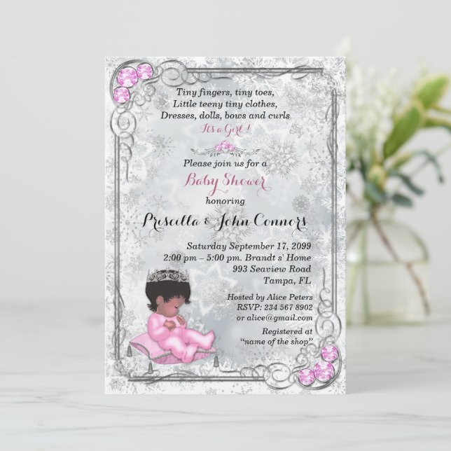 Little Princess Baby Shower Invitation, Winter  Invitation (Standing Front)