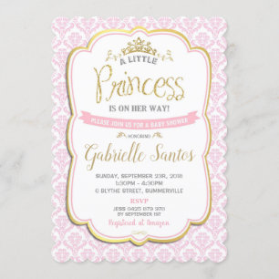 Little Princess Baby Shower Invitations Girl Pink