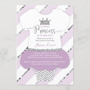 Little Princess Baby Shower Invite, Faux Glitter Invitation